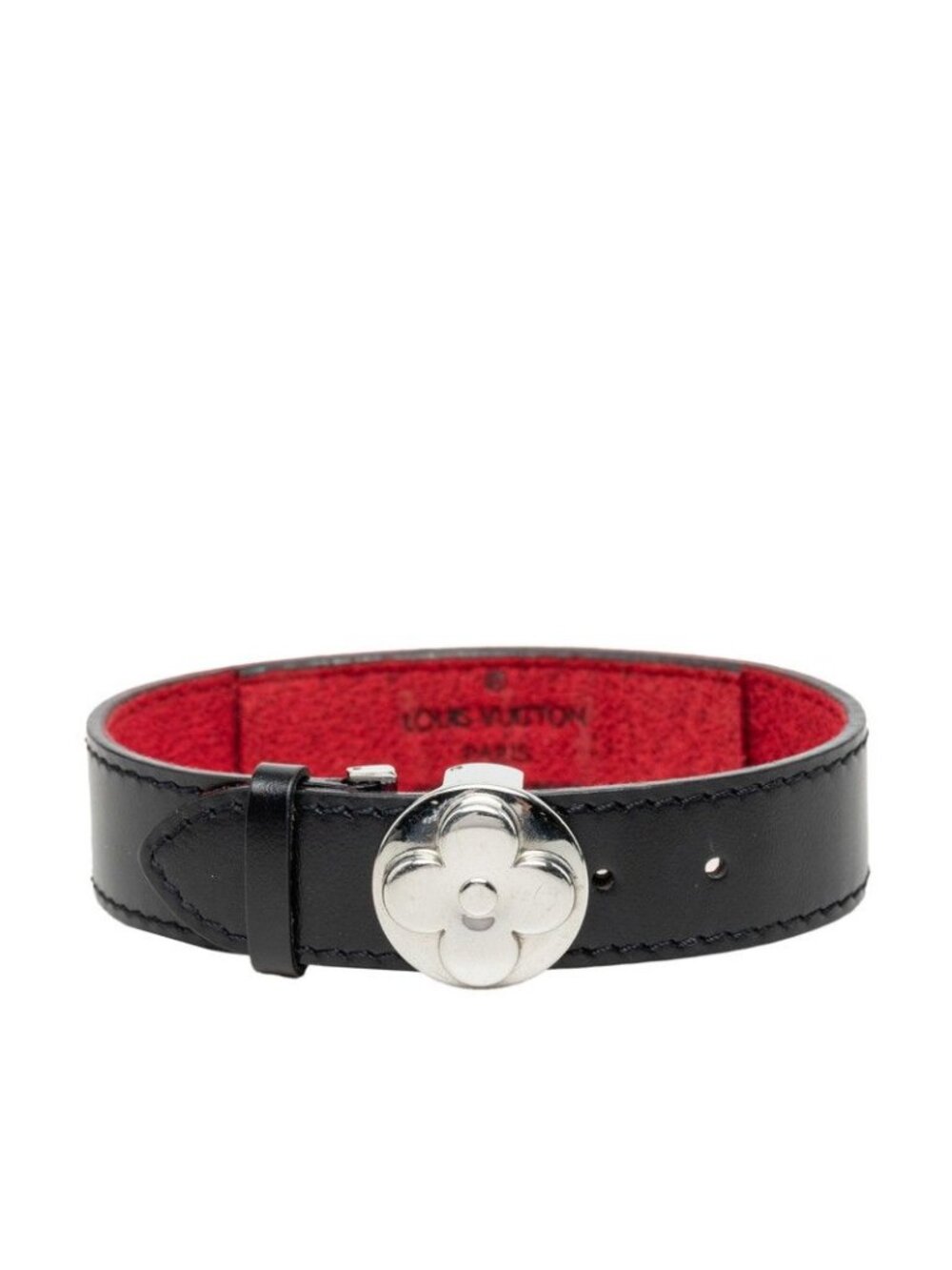 Louis Vuitton Monogram Voeu Good Luck Bracelet Bangle Black Noir Leather Metal